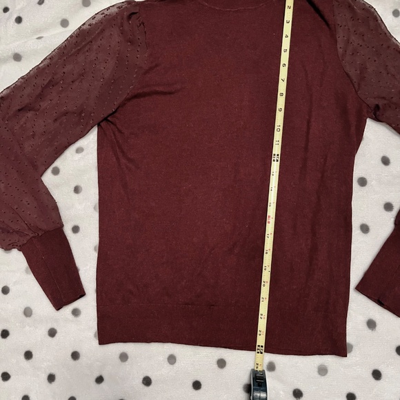 RW&CO. Burgundy turtleneck Sweater with Lace Sleeves - Picture 5 of 7